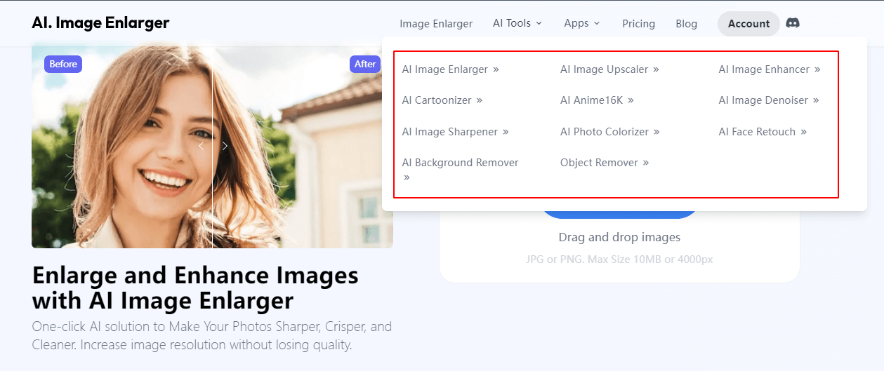Imglarger-AI图像增强工具，智能优化图片质量