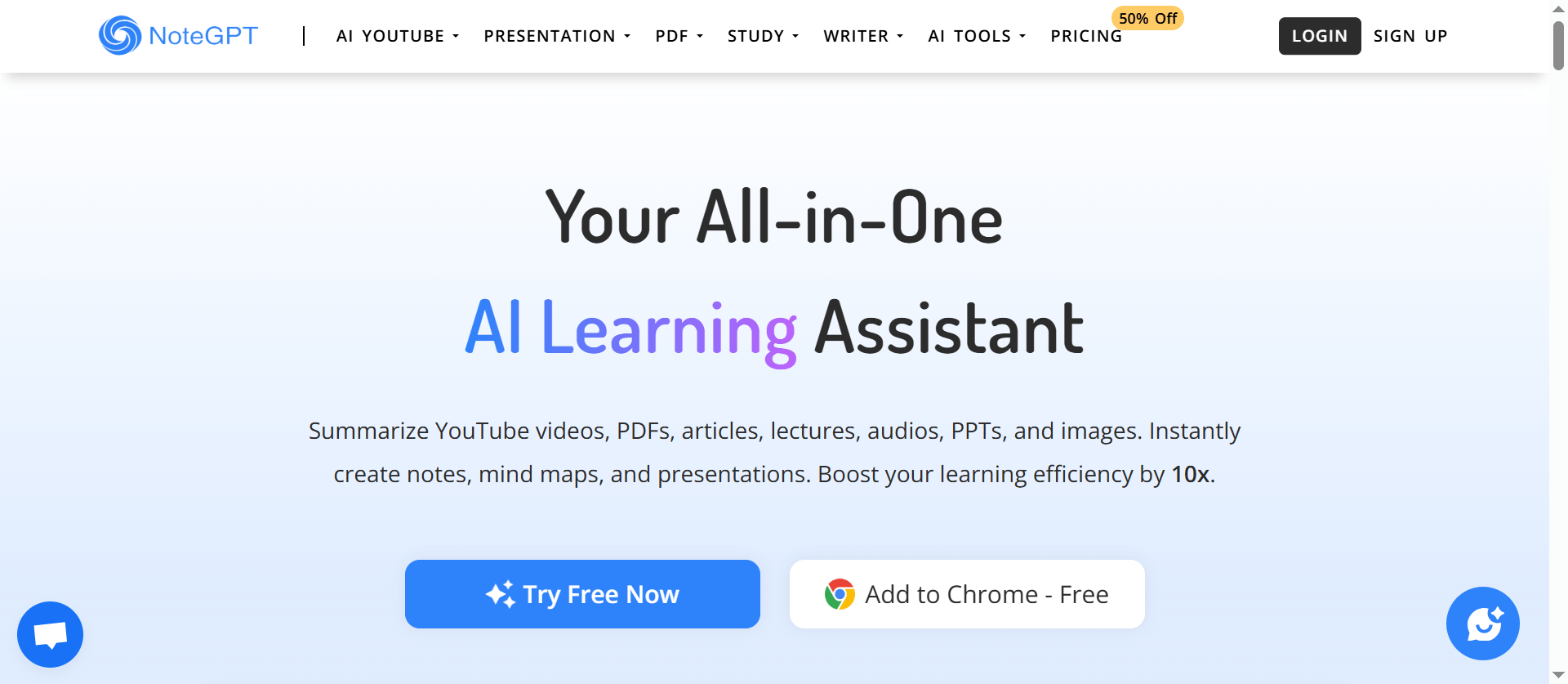 NoteGPT-你的智能AI摘要和笔记助手，快速提取视频和文章的核心内容