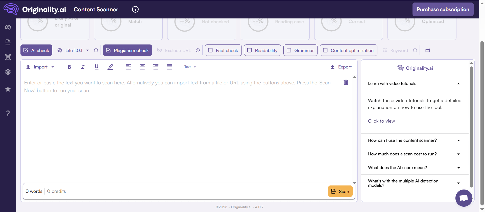 Originality AI：原创度和AI内容检测工具