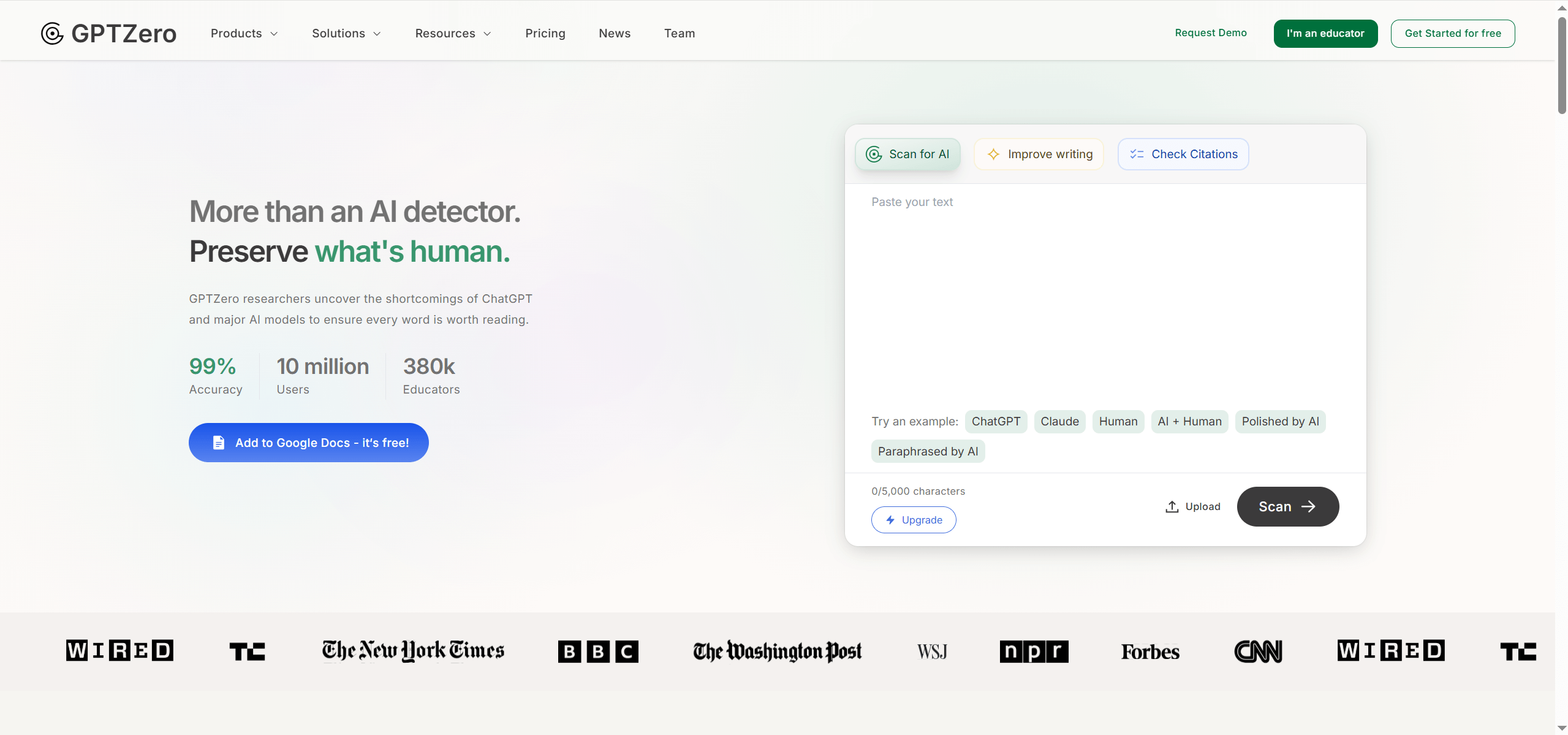 GPTZero：在线AI内容检测工具