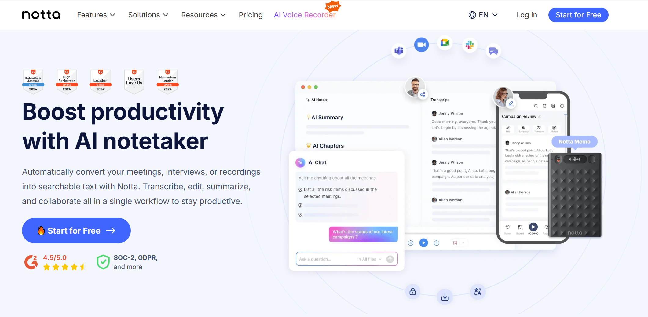 Notta：高效智能的音频转文字工具