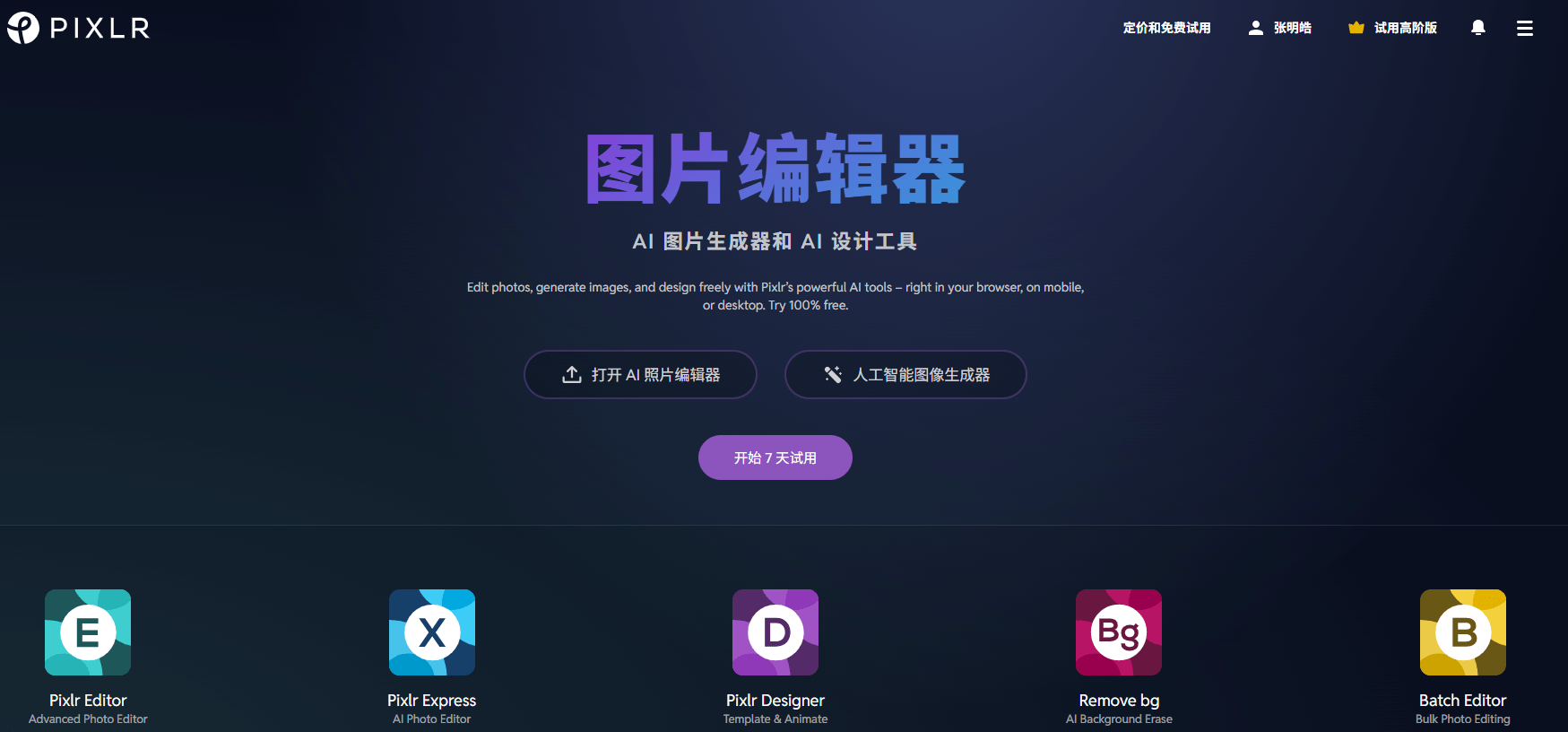 Pixlr: 免费AI图像生成和编辑工具