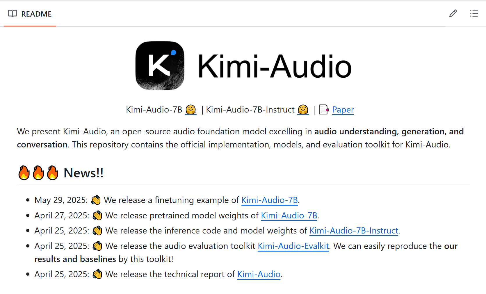 Kimi-Audio：Kimi开源的通用音频模型，支持语音识别、音频理解、语音对话等多种任务