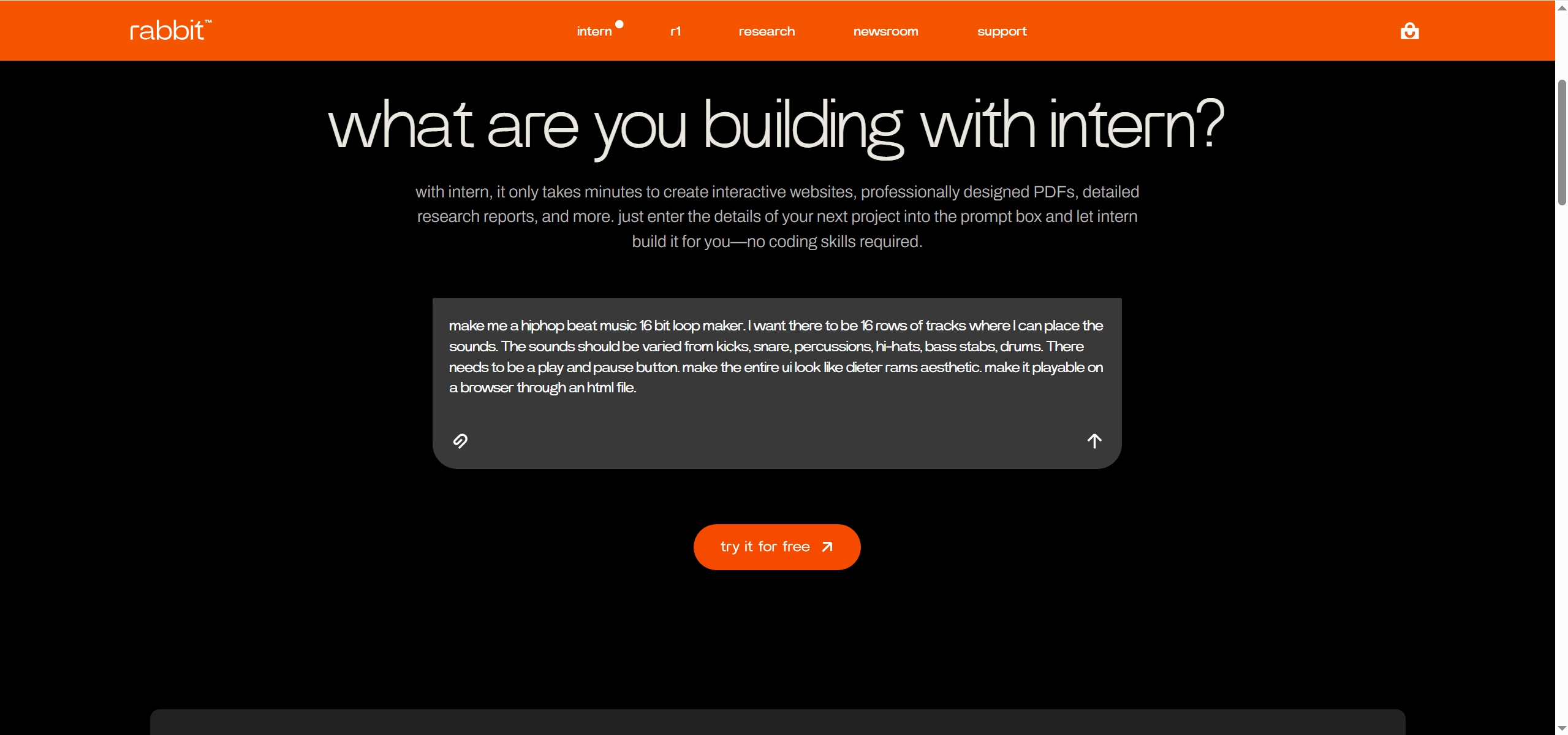 rabbitOS intern：AI智能体实习生，网页生成/调研/写代码一键完成