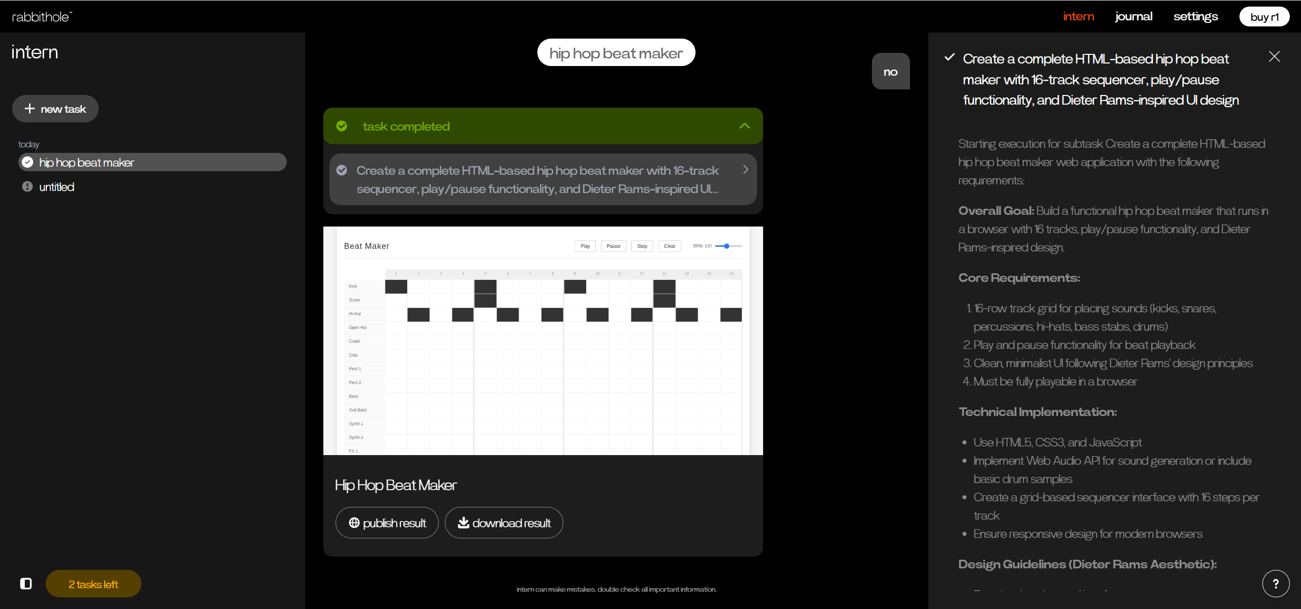 rabbitOS intern：AI智能体实习生，网页生成/调研/写代码一键完成