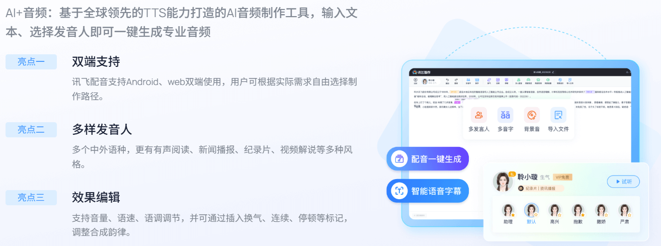 讯飞智作-一站式AI音视频生产平台