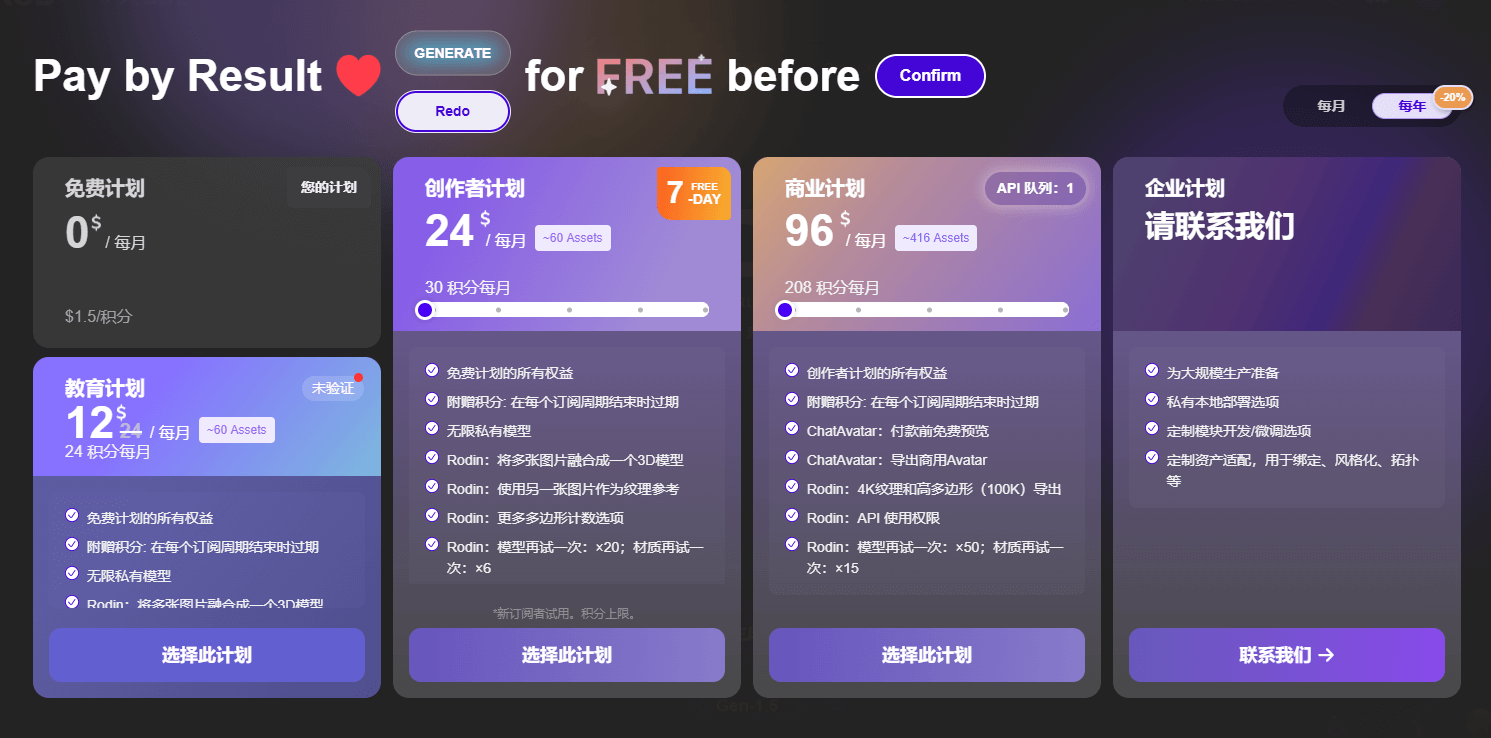 Rodin - 免费AI 3D模型生成器，从文字轻松创建3D模型