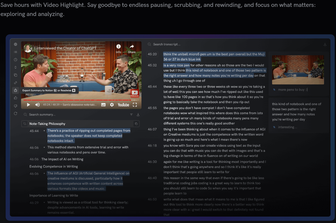 Video Highlight-AI视频摘要和笔记工具