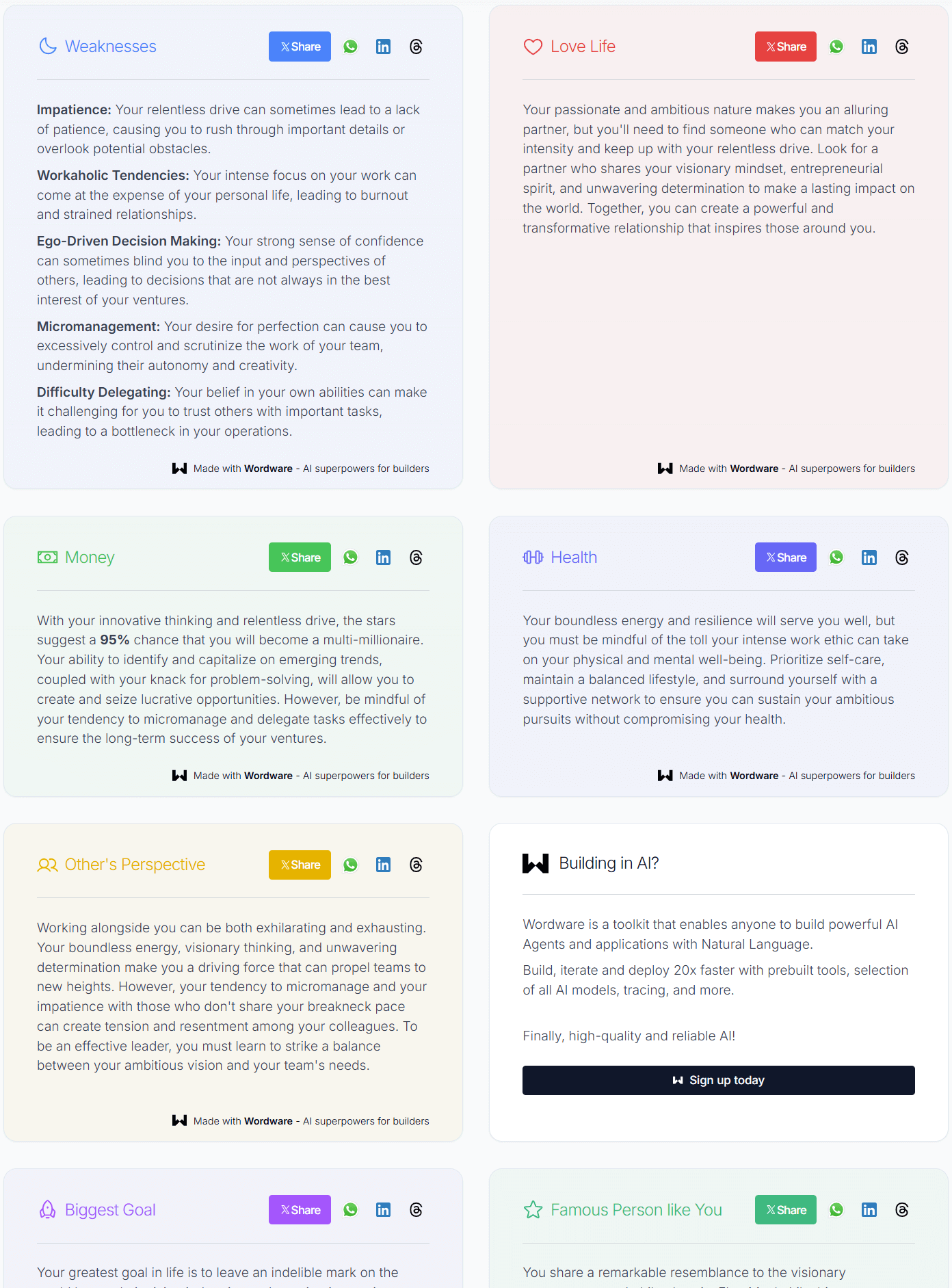 Twitter Personality：Wordware推出的推特账户AI趣味分析工具