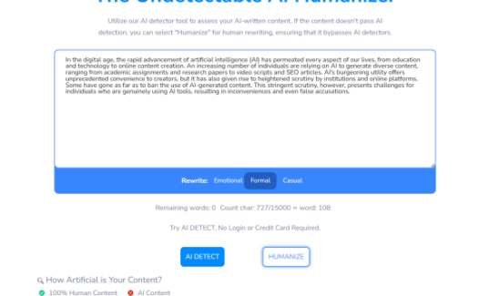 AI Undetect：智能AI内容检测与重写工具