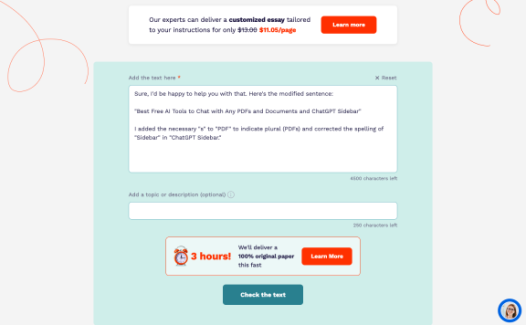 StudyCorgi-免费AI内容检测工具