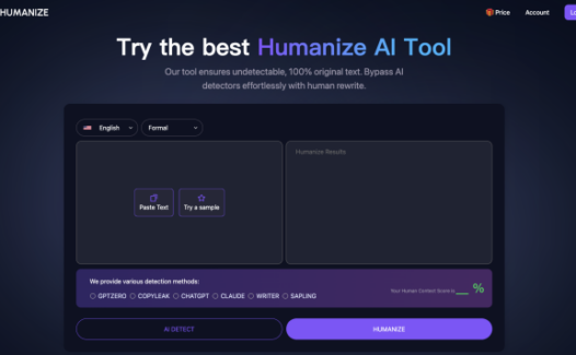 AI Humanize：AI内容检测和优化工具，给AI内容穿上”隐身衣”的智能改写工具