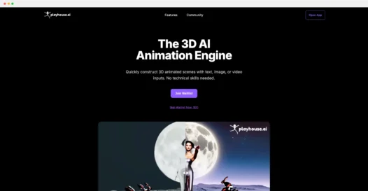 Playhouse.ai：AI  3D 动画工具，帮你轻松创建 3D 动画内容