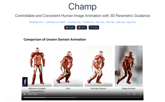 Champ-基于3D的人物图像到动画视频生成框架