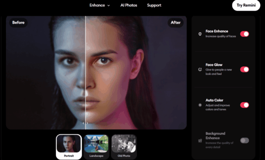 Remini-AI驱动的图片和视频增强工具