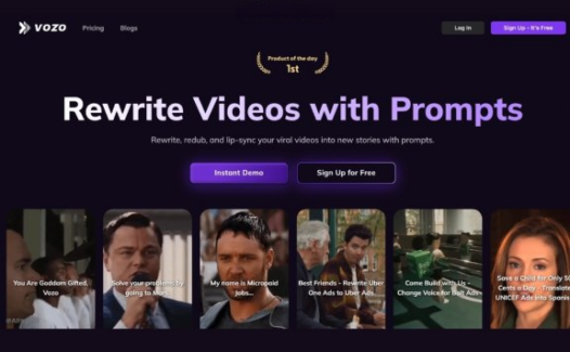Vozo：AI驱动的短视频工具，一键重写视频脚本并重新配音