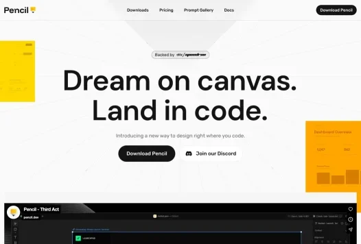 Pencil – AI 原生设计与代码一体化工具，一键生成生产级前端代码